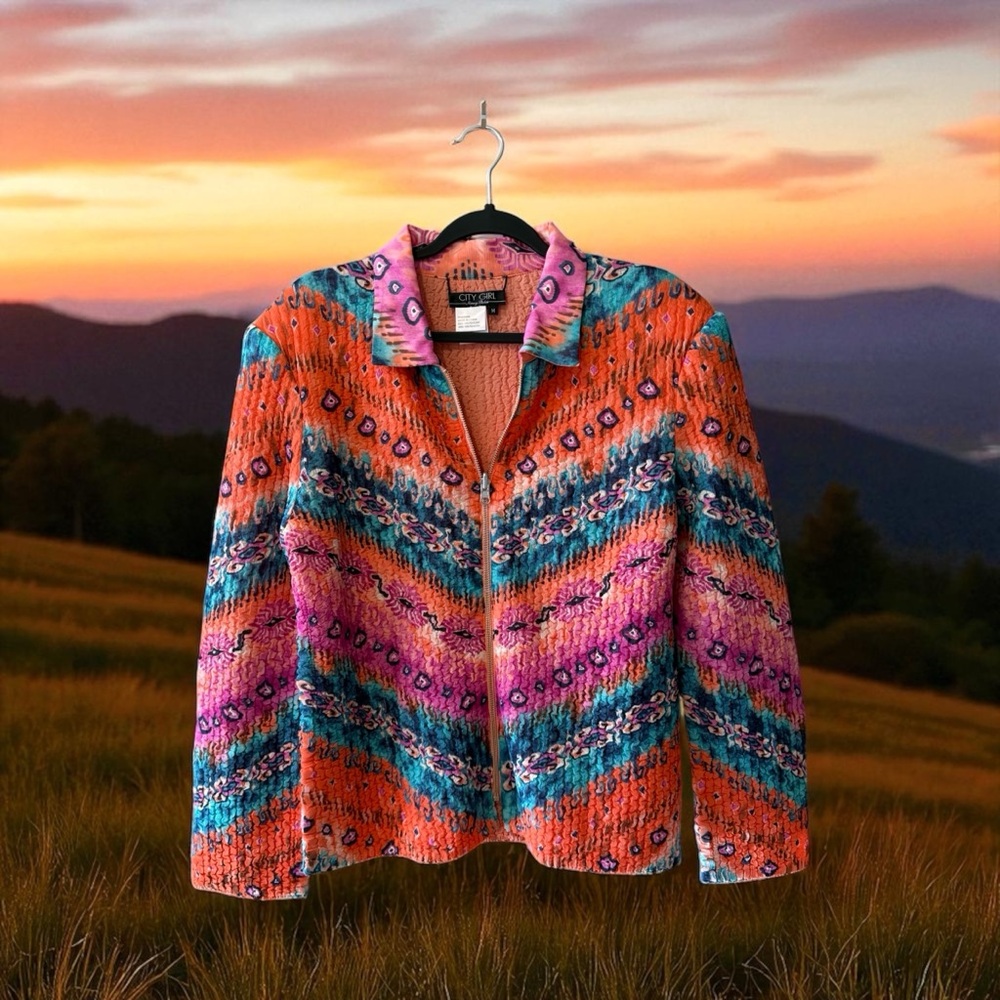 NWT City Girl - Nancy Bolen Vibrant Multicolour Reversible Jacket - Picture 14 of 14